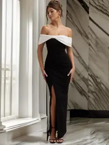 CLAFOUTIS Off-Shoulder Crepe Maxi Dress