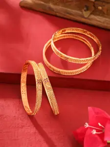 Yellow Chimes Traditional Set Of 4 Gold Plated Bangle Set