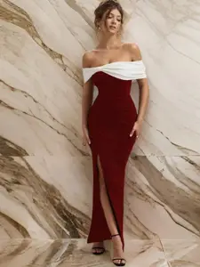 CLAFOUTIS Off-Shoulder Crepe A-Line Maxi Dress