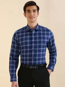 Allen Solly Men Slim Fit Spread Collar Windowpane Checked Cotton Formal Shirt