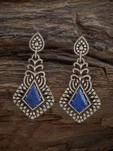 Kushal's Fashion Jewellery Victorian-Plated Zircon Sapphire Geometric Drop Earrings