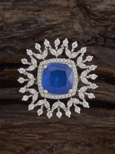 Kushal's Fashion Jewellery Rhodium-Plated Zircon Embellished Bridal Maang Tikka