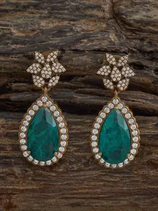 Kushal's Fashion Jewellery Embellished Bridal Rhodium-Plated Geometric  Drop Earrings