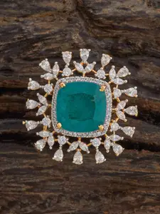 Kushal's Fashion Jewellery Sapphire Gold-Plated ZirconEmbellished Bridal Adjustable Ring