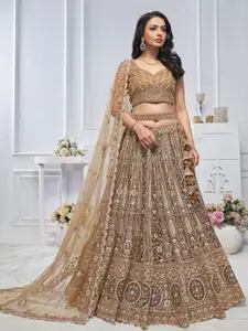 ODETTE Embroidered Semi-Stitched Lehenga & Unstitched Blouse With Dupatta