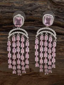 Kushal's Fashion Jewellery Embellished Bridal Rhodium-Plated Zircon Classic Drop Earrings