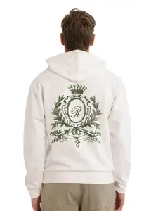 RARE RABBIT Men Cotton Printed Hooded Pullover Sweatshirt