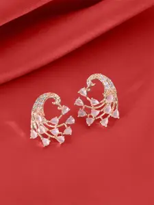 Yellow Chimes Gold Plated American Diamond Contemporary Studs