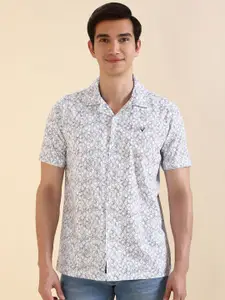 Allen Solly Men Custom Fit Cuban Collar Geometric Printed Cotton Casual Shirt