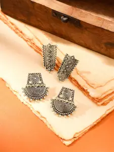 Yellow Chimes Set Of 2 Gold Plated Contemporary Drop Earrings