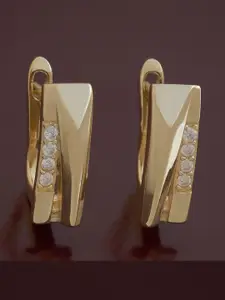 Kushal's Fashion Jewellery 92.5 Sterling Silver Gold Plated Zircon Spherical Hoop Earrings