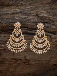 Kushal's Fashion Jewellery Gold Plated Zircon Embellished Bridal Floral Drop Earrings