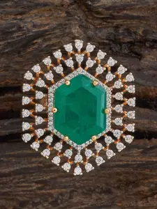 Kushal's Fashion Jewellery Sapphire Rhodium Plated Zircon Embellished Bridal Maang Tikka