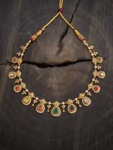 Kushal's Fashion Jewellery Sterling Silver Gold-Plated Temple Necklace