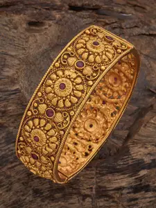 Kushal's Fashion Jewellery Gold-Plated Antique Ruby-Studded Bangle