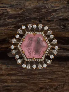 Kushal's Fashion Jewellery Embellished Bridal Rhodium-Plated Dome Shaped Jhumkas