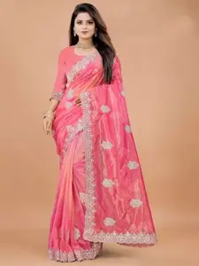 KALINI Embellished Embroidered Net Fusion Saree