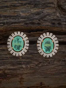 Kushal's Fashion Jewellery Gold Plated Zircon Embellished Bridal Geometric Studs