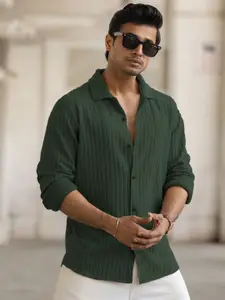 Powerlook Men Spread Collar Textured Casual Shirt