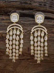 Kushal's Fashion Jewellery Gold Plated Zircon Embellished Bridal Classic Drop Earrings
