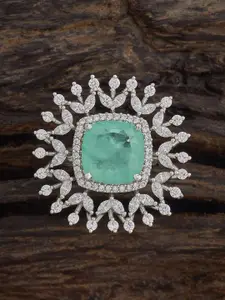 Kushal's Fashion Jewellery Rhodium-Plated Zircon Embellished Bridal Adjustable Finger Ring