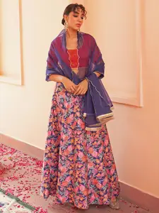 KALINI Printed Sequinned Ready to Wear Lehenga & Blouse With Dupatta