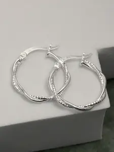 LeCalla 925 Sterling Silver-Plated Twisted round Hoop Earrings