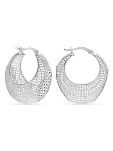 LeCalla 925 Sterling Silver-Plated Contemporary Hoops