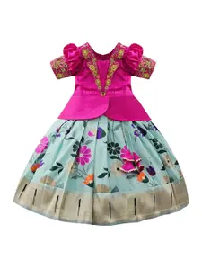 Wommaniya Impex Girls Embroidered Thread Work Ready to Wear Lehenga &