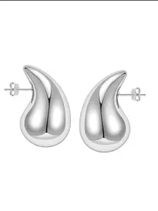LeCalla 925 Sterling Silver-Plated Chunky Hollow Water Teardrop Shaped Studs