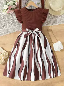 BAESD Girls Printed Flutter Sleeves A-Line Dress