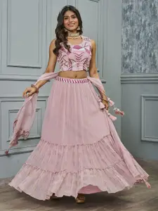 Krimmple Geometric Embroidered Ready to Wear Lehenga & Blouse With Dupatta