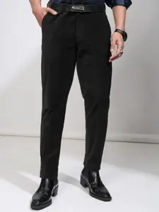 HIGHLANDER Men Corduroy Textured Slim Fit Smart Pant