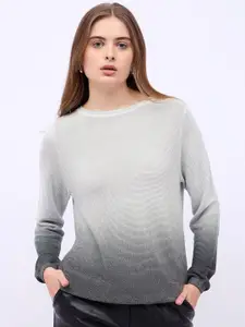 Styli Women Regular Fit Colourblocked Longline Ombre Pullover Sweater