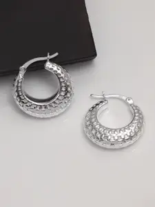 LeCalla Sterling Silver Plated Contemporary Shaped Hoop Earrings
