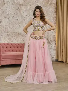 Krimmple Floral Embroidered Ready to Wear Lehenga & Blouse With Dupatta