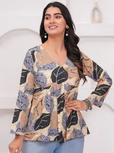 KALINI Women Floral Printed Cotton A-Line Top