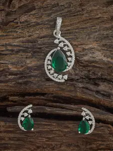 Kushal's Fashion Jewellery Embellished Bridal Ruby Gold-Plated Party Zircon Pendant Set