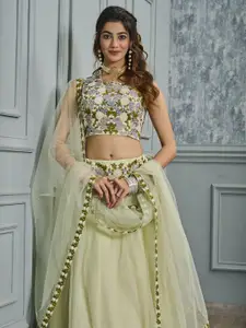 Krimmple Floral Embroidered Ready to Wear Lehenga & Blouse With Dupatta