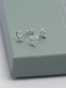 LeCalla 925 Steling Silver Open Heart Shape Screwback Stud Earrings