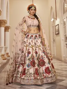 Fusionic Pastel Floral Printed Lehenga & Blouse with Dupatta