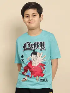 Kids Ville Boys One Piece Anime Graphic Printed Regular Fit Cotton Tshirt