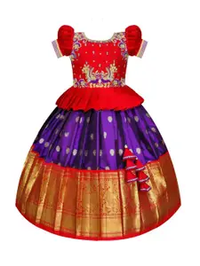 Wommaniya Impex Girls Embroidered Thread Work Ready to Wear Lehenga &