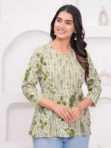 KALINI Women Floral Printed Cotton Top