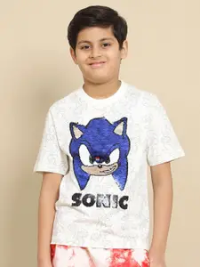 Kids Ville Boys Sonic Graphic Printed Regular Fit Cotton Tshirt