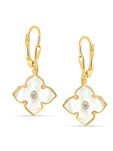 LeCalla 925 Sterling Silver 14 K Gold-Plated Zircon Studded Contemporary Drop Earrings