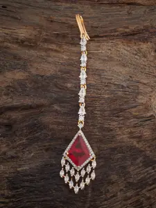 Kushal's Fashion Jewellery Rhodium-Plated Zircon Embellished Bridal Adjustable Finger Ring