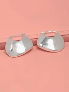 LeCalla Sterling Silver-Plated Contemporary Shaped Hoop Earrings