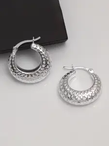LeCalla Sterling Silver Plated Contemporary Shaped Hoop Earrings