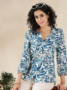 Anouk Women Relaxed Fit Spread Collar Abstract Printed Casual Shirt